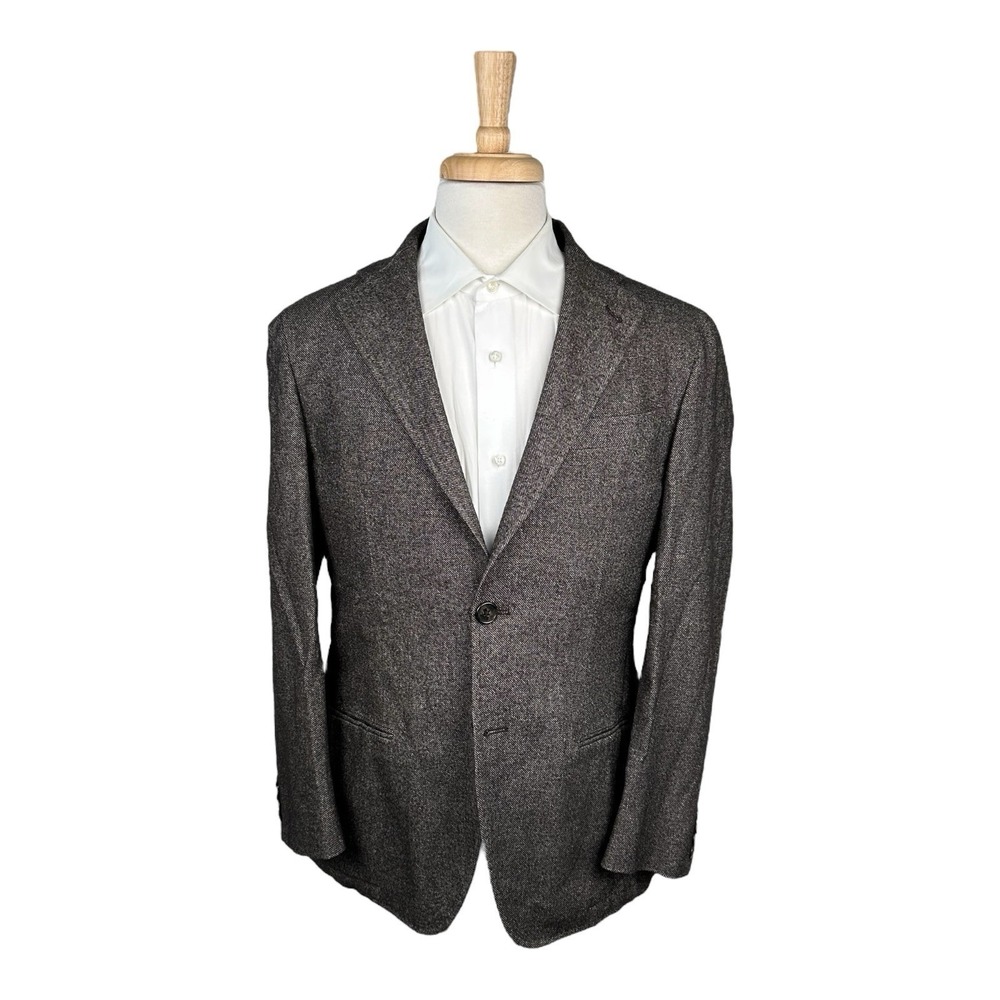 Tombolini Brown Woven Wool Cotton Blend Blazer Mens 40R NS08 I764 U290